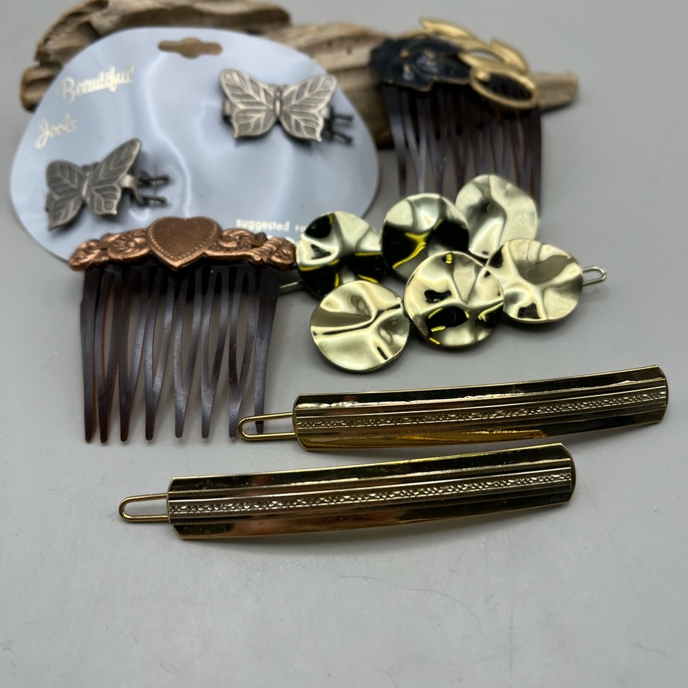 Vintage Gold and Brown Hair Accessory Set -Retro - Hollywood Style-Great Gift